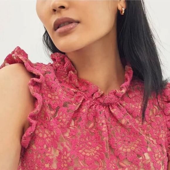 Anthropologie Dolan Pink Rose Ruffled Top size XS - Picture 3 of 8